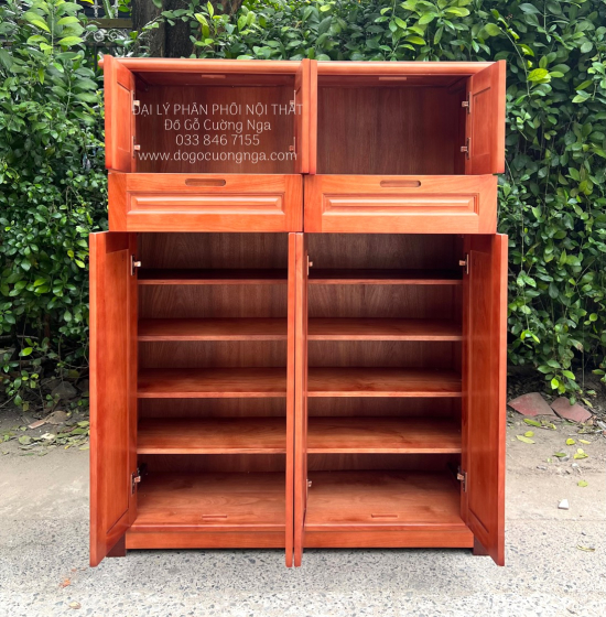 Tủ Giày Dép Gỗ Xoan Đào 4 Cánh Cao Cấp