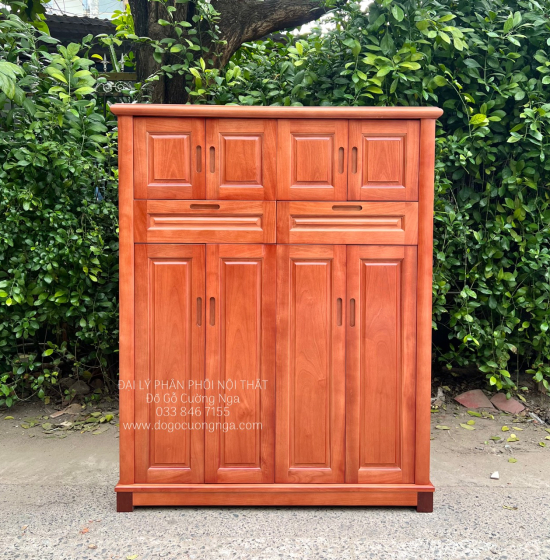 Tủ Giày Dép Gỗ Xoan Đào 4 Cánh Cao Cấp