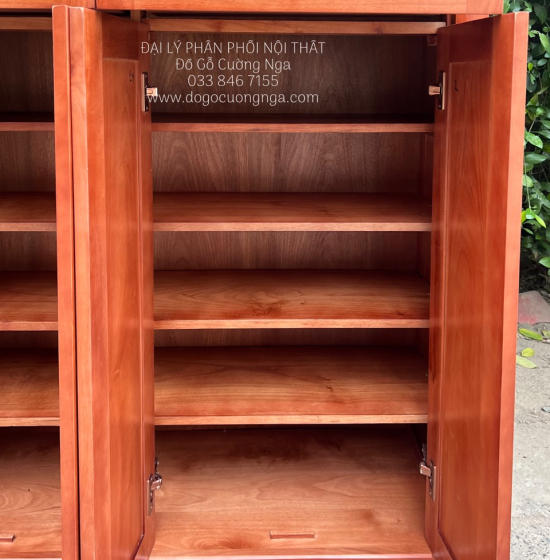 Tủ Giày Dép Gỗ Xoan Đào 4 Cánh Cao Cấp