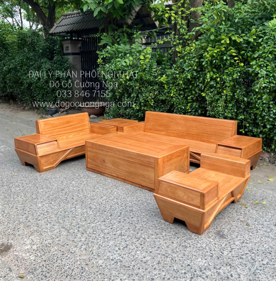 Sofa Gỗ Gõ Đỏ 2 Văng Chân Thuyền Cao Cấp 
