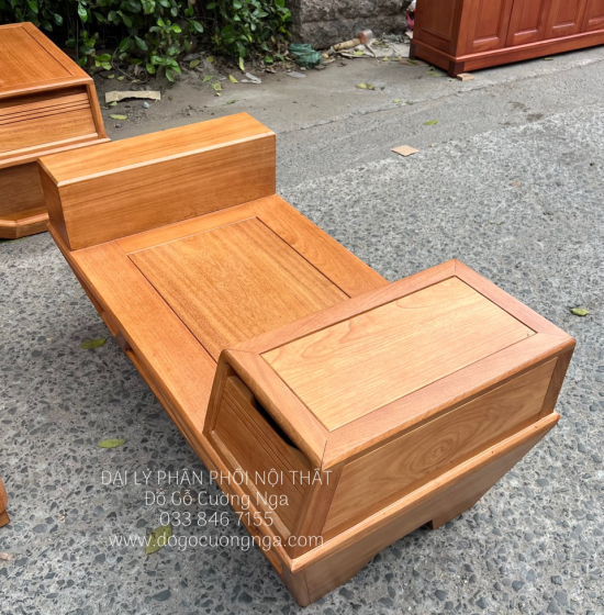Sofa Gỗ Gõ Đỏ 2 Văng Chân Thuyền Cao Cấp 