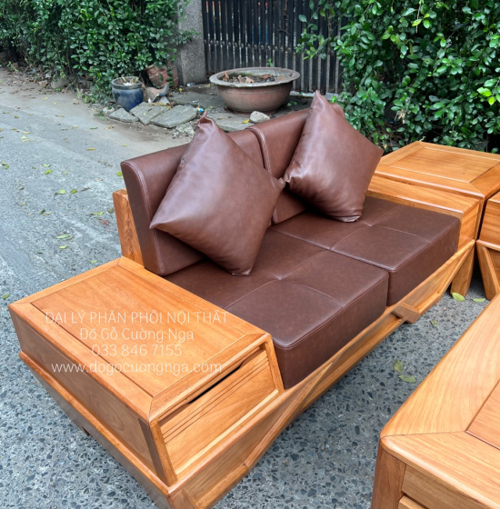 Sofa Gỗ Gõ Đỏ 2 Văng Chân Thuyền Cao Cấp 