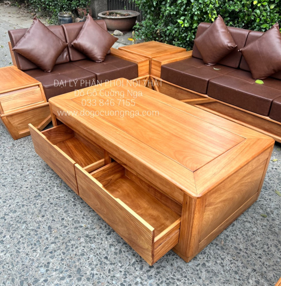 Sofa Gỗ Gõ Đỏ 2 Văng Chân Thuyền Cao Cấp 