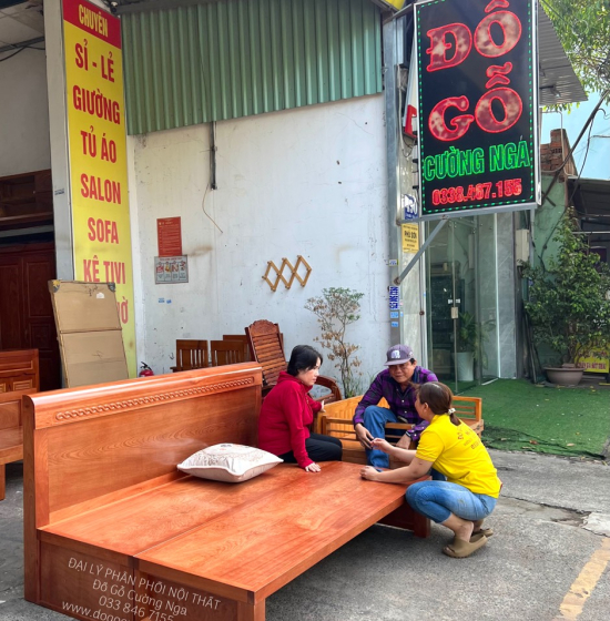 Giường Gấp Gỗ Xoan Đào 2 Ngăn Kéo 1m4x2m Cao Cấp 