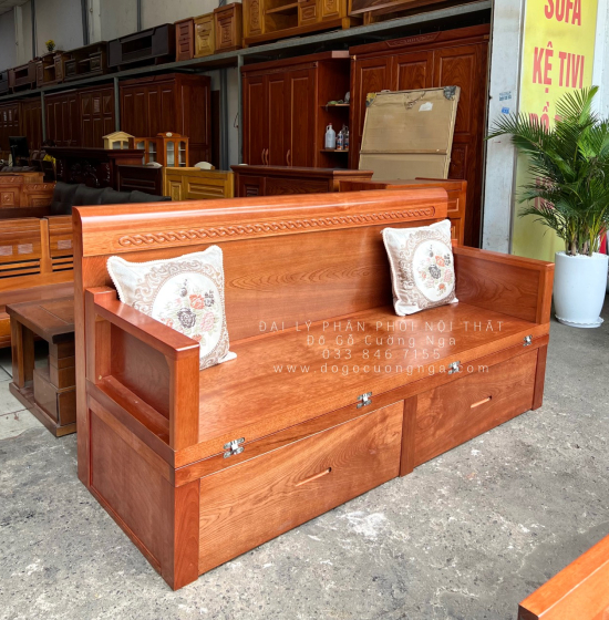Giường Gấp Gỗ Xoan Đào 2 Ngăn Kéo 1m4x2m Cao Cấp 