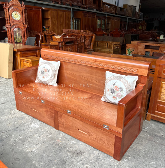 Ghế Giường Gỗ Xoan Đào 2 Ngăn Kéo 1m6x2m Hiện Đại 