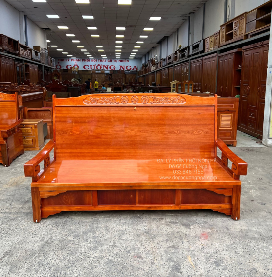 Trường kỷ kéo 1m2x2m - ghế kéo ra thành giường gỗ xoan đào 