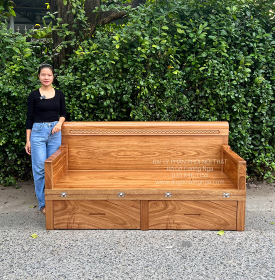 Giường Gấp Gỗ Hương Xám Thông Minh 2 Ngăn Kéo