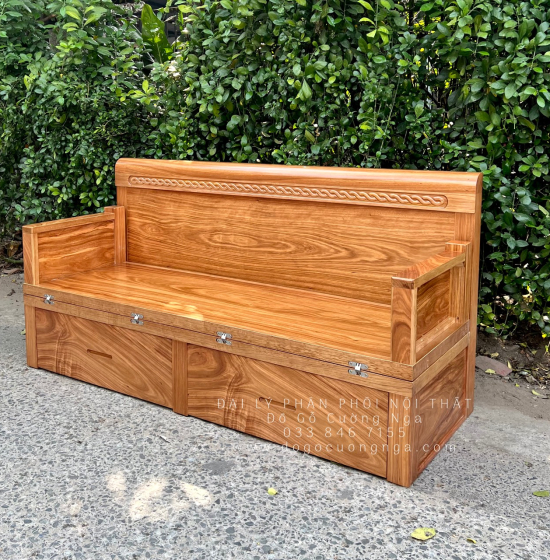 Giường Gấp Đa Năng Gỗ Hương Xám 2 Ngăn Kéo Kèm Bàn Trà Đôn Ngồi 