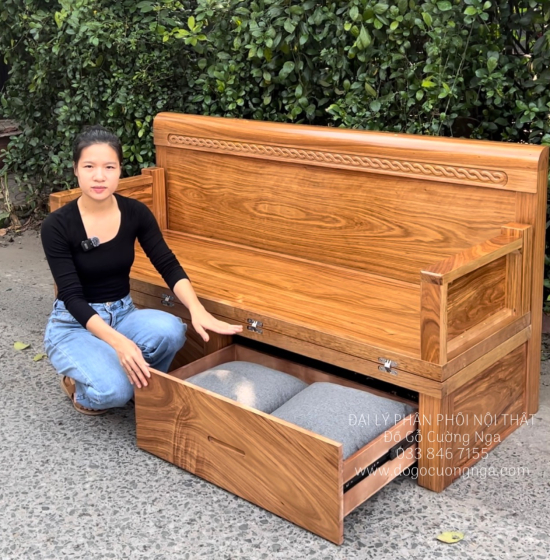 Giường Gấp Gỗ Hương Xám Thông Minh 2 Ngăn Kéo