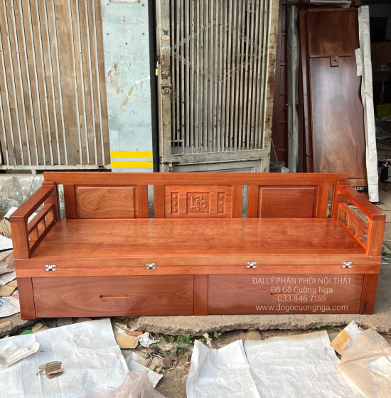 Giường Gấp Gỗ Xoan Đào 2 Ngăn Kéo Cao Cấp Đủ Cỡ 