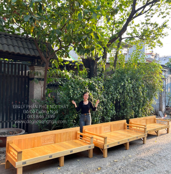 Giường gấp gỗ sồi màu tự nhiên 