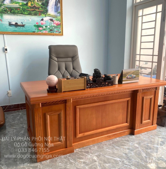 Bàn Làm Việc Giám Đốc Gỗ Gõ Đỏ 1m6 Cao Cấp - Mẫu Bắt Chỉ 
