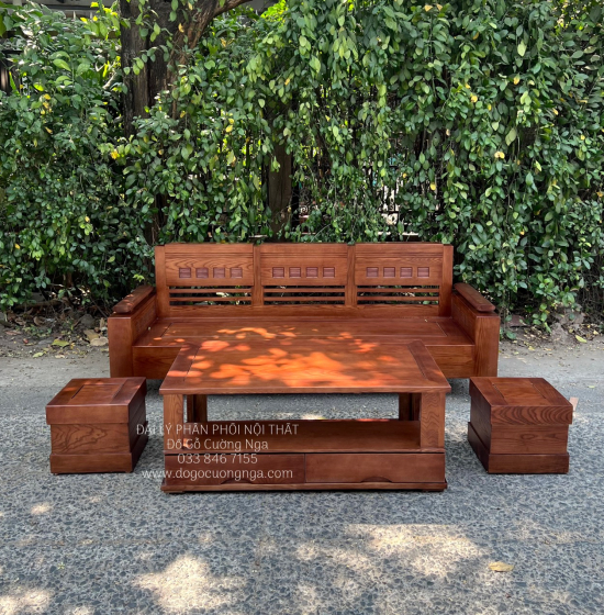 Sofa Gỗ Sồi Nga Nhỏ Gọn Đơn Giản Cho Chung Cư 
