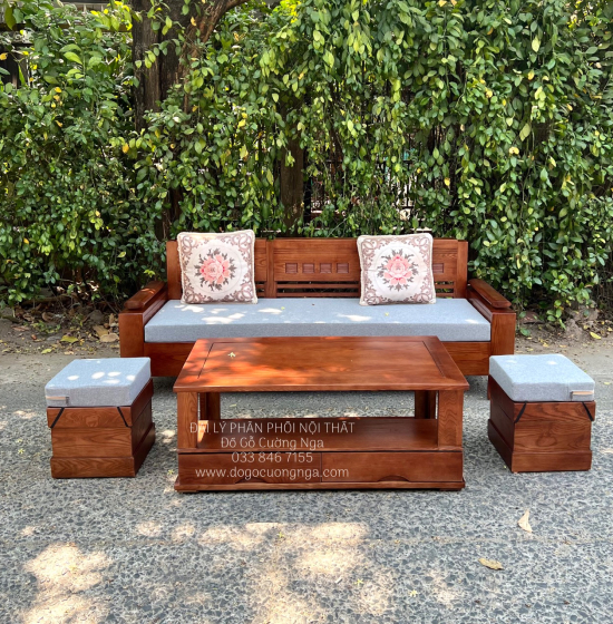 Sofa Gỗ Sồi Nga Nhỏ Gọn Chung Cư Nhà Phố 