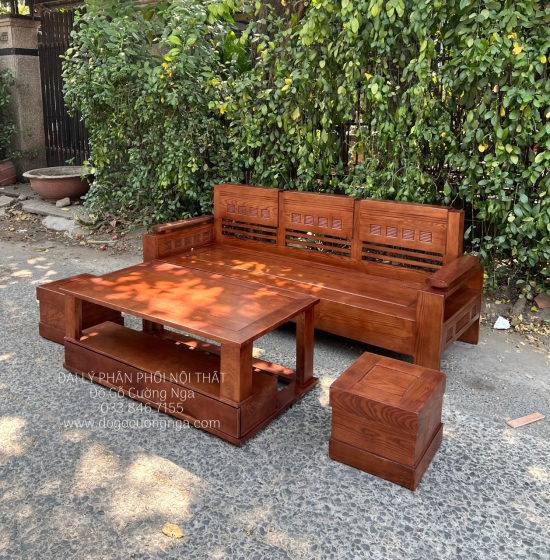 Sofa Gỗ Sồi Nga Nhỏ Gọn Chung Cư Nhà Phố 