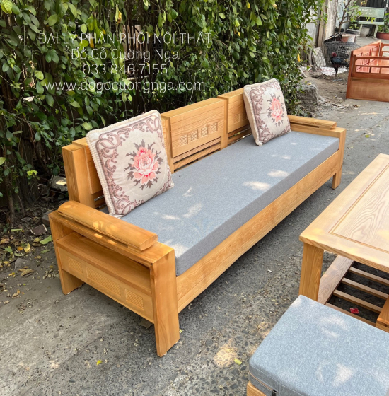 Bộ Sofa Gỗ Sồi Nga Nhỏ Gọn Kèm Nệm Nhỏ Gọn 