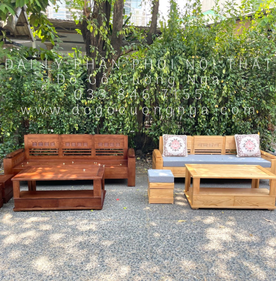 Bộ Sofa Gỗ Sồi Nga Nhỏ Gọn Kèm Nệm Nhỏ Gọn 