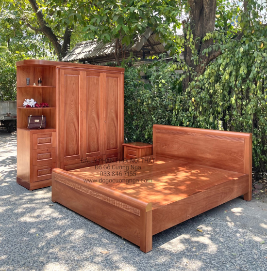Giường gỗ xoan đào phản liền cao cấp 