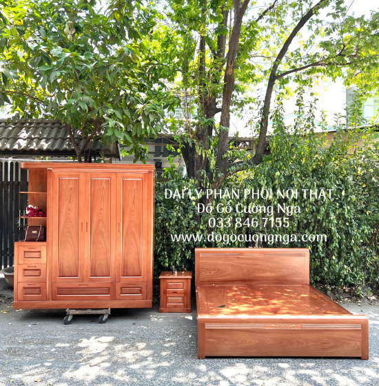 Giường gỗ xoan đào phản liền cao cấp 