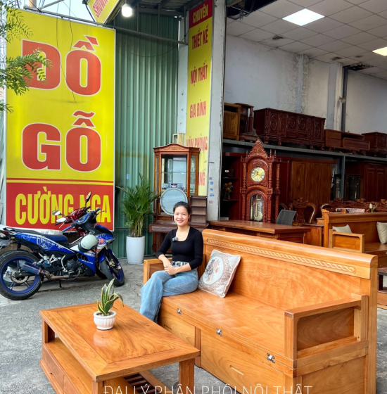 Giường Gấp Thông Minh Gỗ Gõ Đỏ 2 Ngăn Kéo Kết Hợp Bàn Sofa 