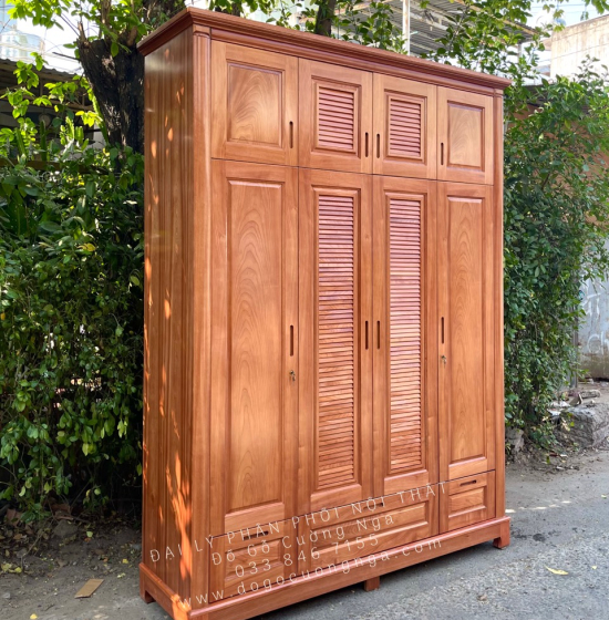 Tủ Áo Gỗ Xoan Đào 4 Cánh 2 Tầng Hiện Đại Giá Rẻ 