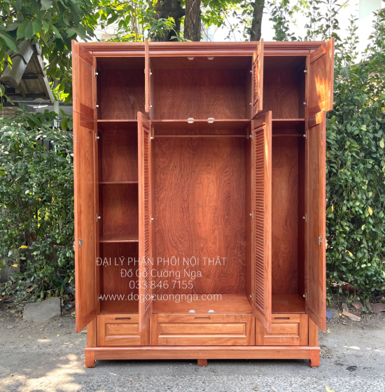 Tủ Áo Gỗ Xoan Đào 4 Cánh 2 Tầng Hiện Đại Giá Rẻ 