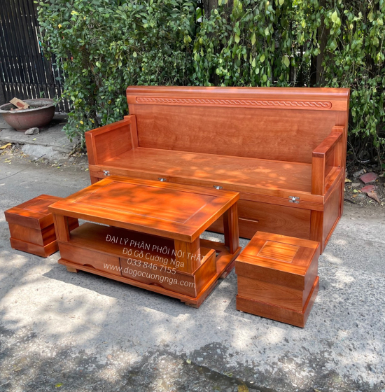 Giường Gấp Gỗ Xoan Đào  Thông Minh Kèm Bàn Đôn Sofa Giá Rẻ 