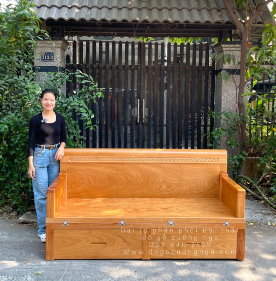 Giường Gấp Gỗ Gõ Đỏ 2 Ngăn Kéo 1m4x2m Giá Rẻ 