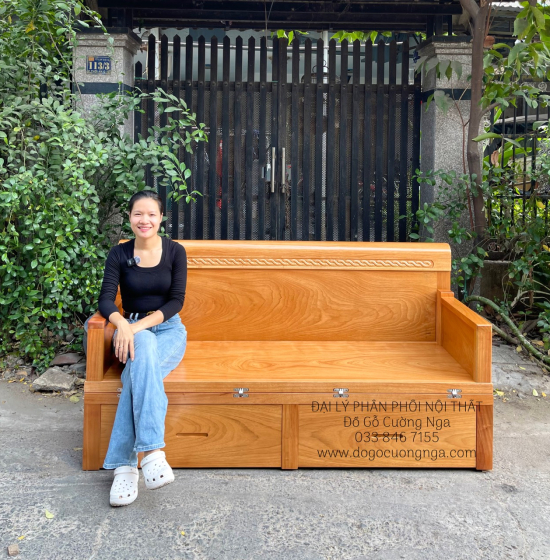 Giường Gấp Gỗ Gõ Đỏ 2 Ngăn Kéo Thông Minh