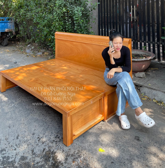 Giường Gấp Gỗ Gõ Đỏ 2 Ngăn Kéo Thông Minh