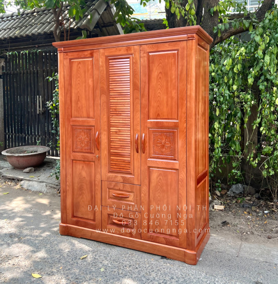 Tủ quần áo gỗ xoan đào 3 cánh cao cấp 