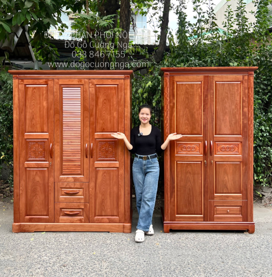 Tủ quần áo gỗ xoan đào 3 cánh cao cấp 