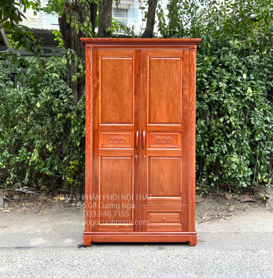 Tủ quần áo gỗ xoan đào 2 cánh - 1m2 giá rẻ 
