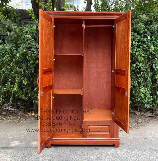Tủ quần áo gỗ xoan đào 2 cánh - 1m2 giá rẻ 