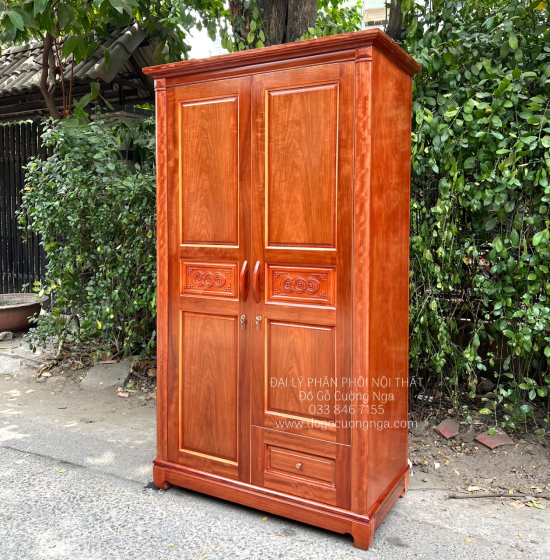 Tủ quần áo gỗ xoan đào 2 cánh - 1m2 giá rẻ 