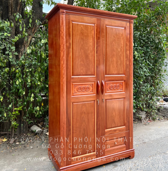 Tủ quần áo gỗ xoan đào 2 cánh - 1m2 giá rẻ 