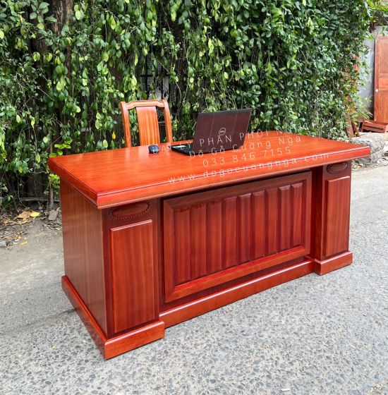 Bàn Ghế Làm Việc Giám Đốc Gỗ Xoan Đào 1m67 Cao Cấp Sang Trọng 