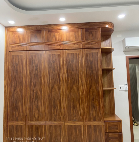 Tủ Quần Áo Gỗ Cẩm Vân 4 Cánh Góc Cao 2 Tầng CV29.1