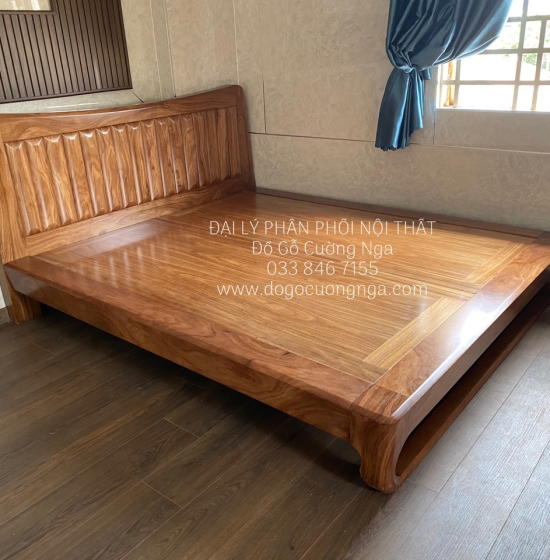 Giường gỗ hương xám kiểu nhật - vạt phản liền 
