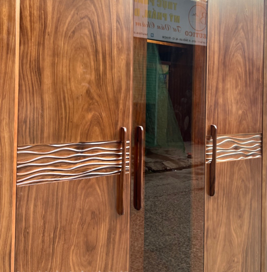 Tủ Quần Áo Gỗ Hương Xám 3 Cánh Màu Óc Chó Cánh Kính Cường Lực 