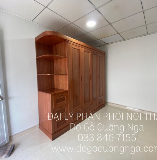 Tủ Quần Áo Gỗ Xoan Đào 4 Cánh Góc Hiện Đại Giá Rẻ 