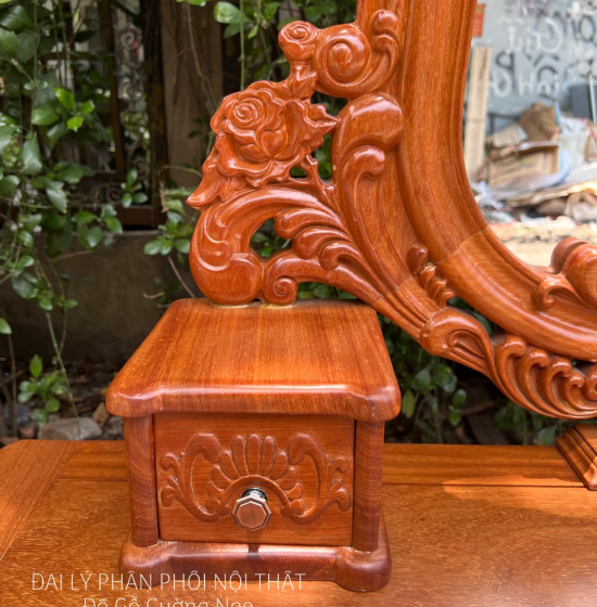 Bàn Trang Điểm Gỗ Gõ Đỏ Nữ Hoàng 1m2 Cao Cấp TĐ 18.2