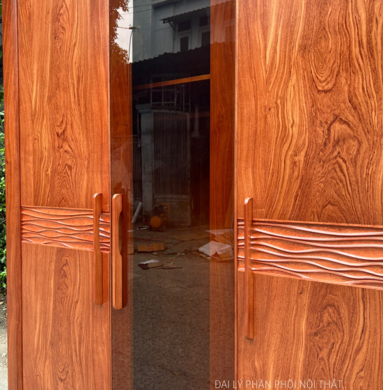 Tủ Áo Gỗ Hương Đá 3 Cánh Kết Hợp Kính Trà Cường Lực Bắt Mắt 