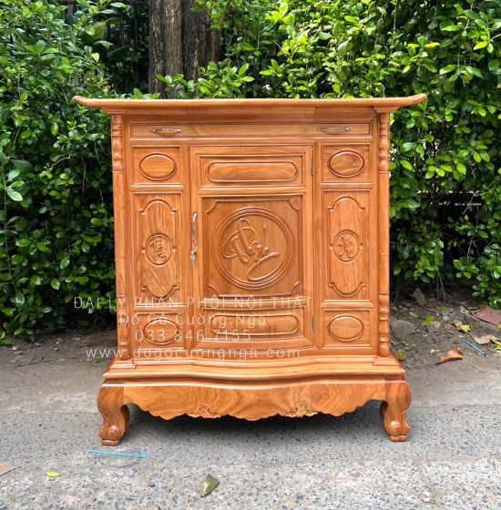 Tủ Thờ Gỗ Gõ Đỏ 1m27 Bền Đẹp TT 12.4