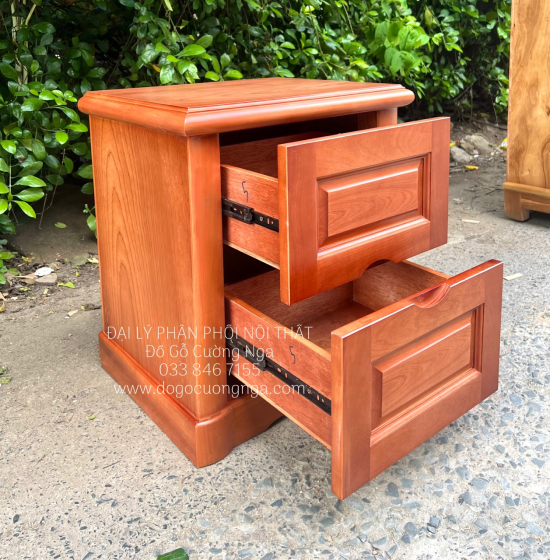 Tủ đầu giường gỗ xoan đào hiện đại 