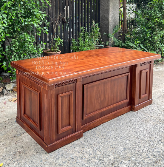 Bàn Ghế Làm Việc Gỗ Hương Xám 1m67 Màu Óc Chó GĐ 21.29