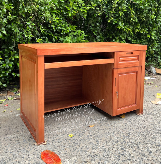 Bàn Ghế Học Sinh Gỗ Xoan Đào Cao Cấp 1m Kèm Kệ Sách BH 24.2