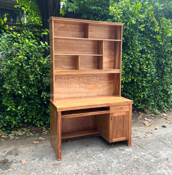 Bàn Học Sinh Gỗ Hương Xám Kết Hợp Giá Sách