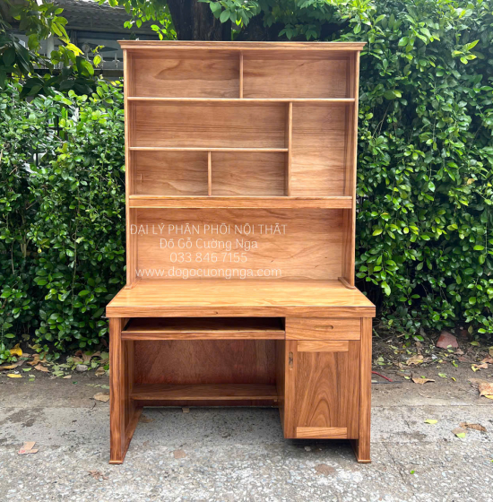 Bàn Học Sinh Gỗ Hương Xám Kết Hợp Giá Sách